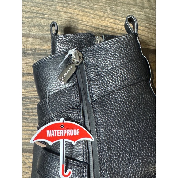 Blondo Dazi Waterproof Tumbled‎ Leather Buckle Moto Boots Womens Size 5.5 Black - Picture 10 of 15